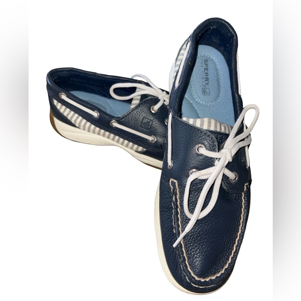 Sperry Top-Sider Leather Boat Shoes Navy Blue Women’s Size 7M Nautical Preppy